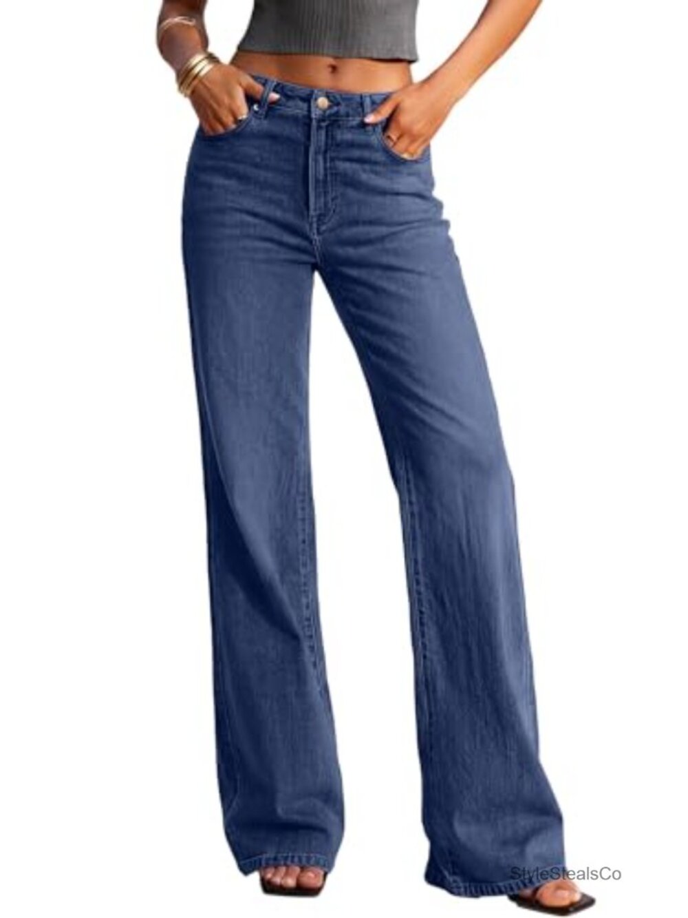 PRETTYGARDEN Women's High Waisted Stretchy Wide Leg Denim Jeans